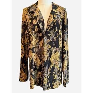 Chicos Travelers Knit Cardigan‎ Blouse Womens 3 Size XL  Floral Stretch Glam